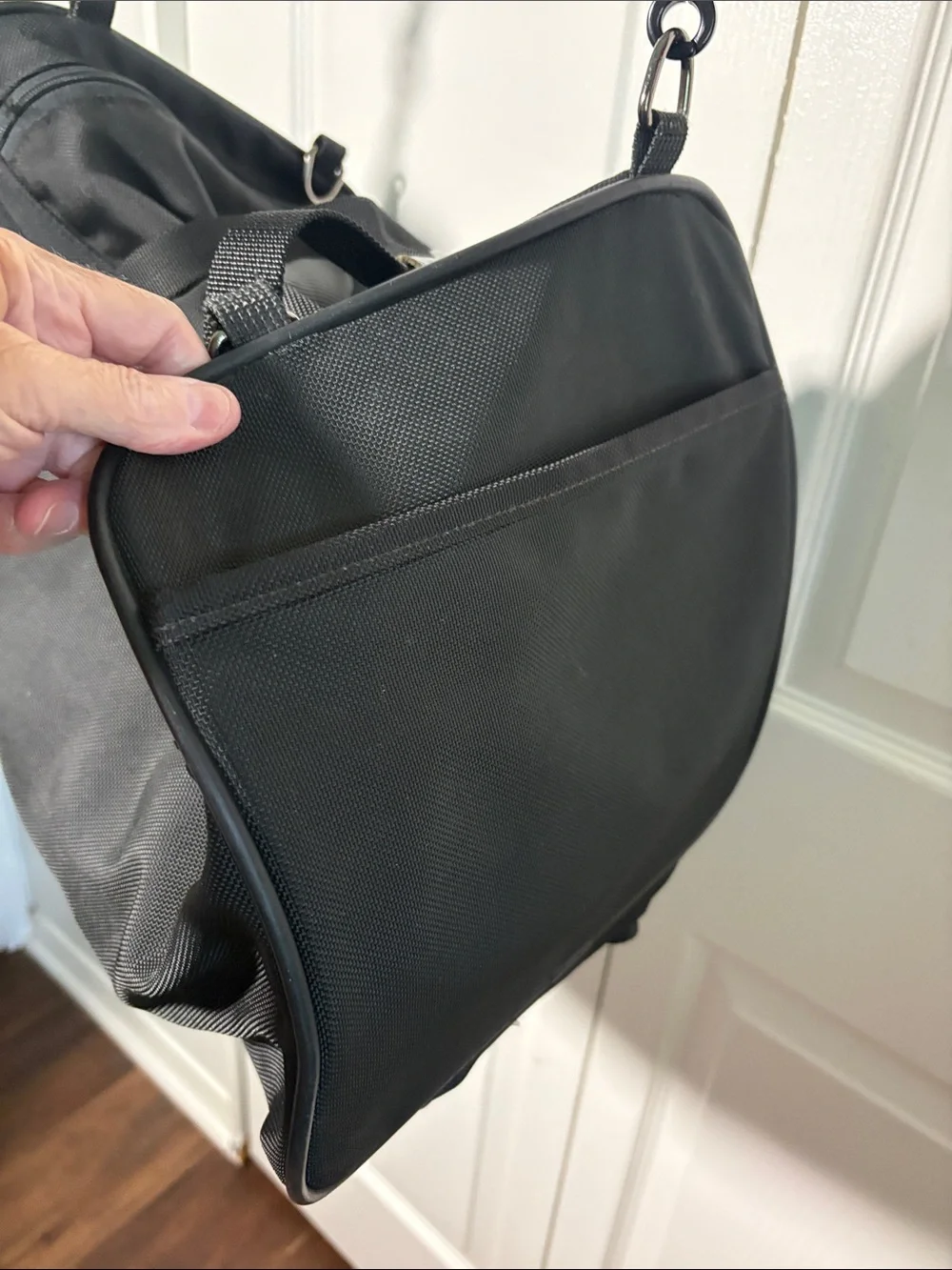 Hartmann zip around nylon and leather duffle style bag.